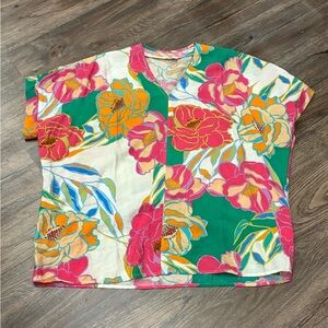 JODIFL Colorful Floral Blouse - Green, Pink, Orange